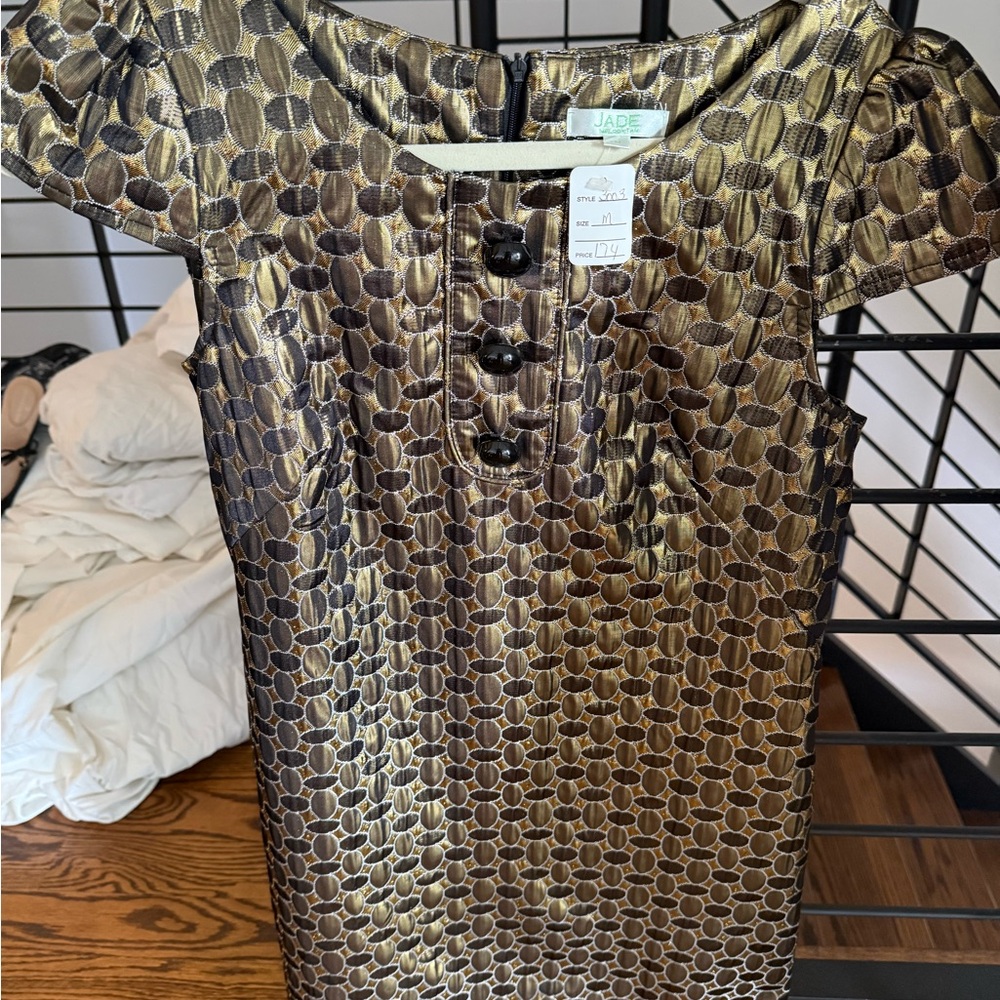 Jade Metallic Gold and Black Mini Dress